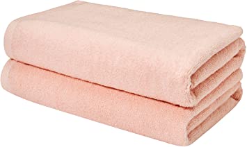 AmazonBasics Quick-Dry Bathroom Towels, Bath Sheet, Petal Pink