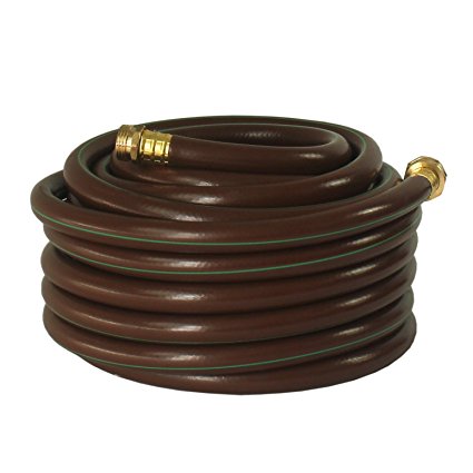 KAPOK Garden Hoses with Brass Fitting Connectors- Varies Sizes and Colors (50-FT, Brown/Green)