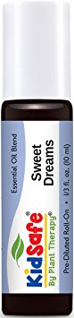 Plant Therapy KidSafe Sweet Dreams Synergy Pre-Diluted Essential Oil Roll-On. Ready to use! Blend of: Orange, Juniper, Coriander, Blue Tansy and Rose Absolute. 10 ml (1/3 oz).