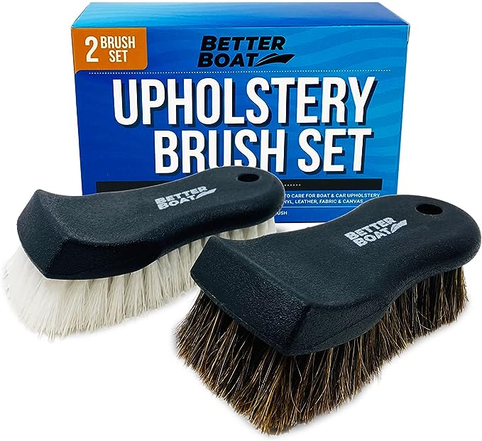 Upholstery Brush Set Carpet Brush Car Cleaning Brush Horse Hair Brush and Car Brush Horsehair Detailing for Car Upholstery Cleaner Leather Brush, Interior, Boat, Couch and Sofa