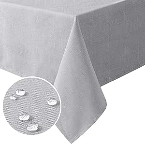 H.VERSAILTEX Linen Textured Table Cloths Square 54 x 54 Inch Premium Solid Tablecloth Spill-Proof Waterproof Table Cover for Dining Buffet Feature Extra Soft and Thick Fabric Wrinkle Free, Grey