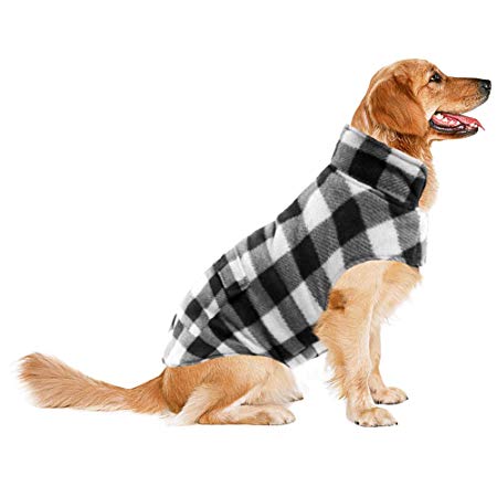 ASENKU Dog Winter Coat, Dog Fleece Jacket Plaid Reversible Dog Vest Waterproof Windproof Cold Weather Dog Clothes Pet Apparel for Small Medium Large Dogs