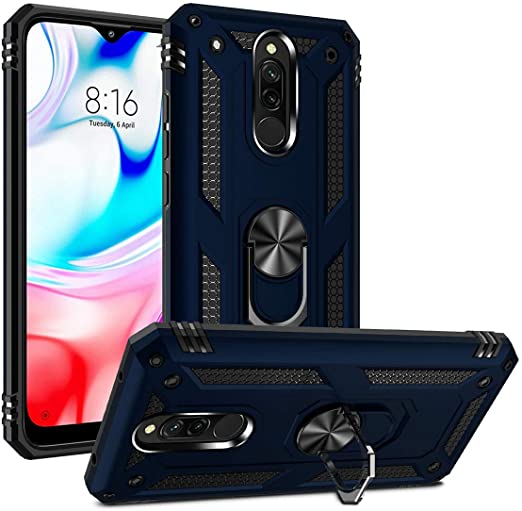 ADDIT Phone Case for Redmi 8,Redmi 8A Case, [ Military Grade ] 15ft. Drop Tested Protective Case with Magnetic Car Mount Ring Holder Stand Cover for Redmi 8/8A - Blue