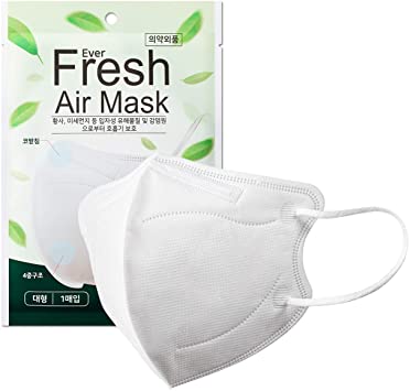 [Pack of 10] KF94 Protective Face Mask In White, 4 Layer Filter Cup Dust Mask, Individually Packed, for Adult Men and Women, Breathable and Comfortable Design, [Made In Korea]