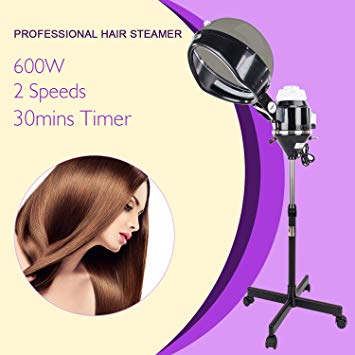 Mefeir Upgraded 600W Hair Steamer Machine with Hood,Adjustable Timer Rolling Floor Iron Stand Base,Portable Salon Color Process for Natural Hair Beauty Spa Equipment