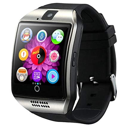 SODIAL Newest Q18 Smart Watch Bluetooth Smartwatch Phone with Camera TF/SIM Card Slot for Android Samsung Galaxy S7,S6,S5,Note 5,HTC,SONY,LG,Huawei,Google Nexus (Black silver)