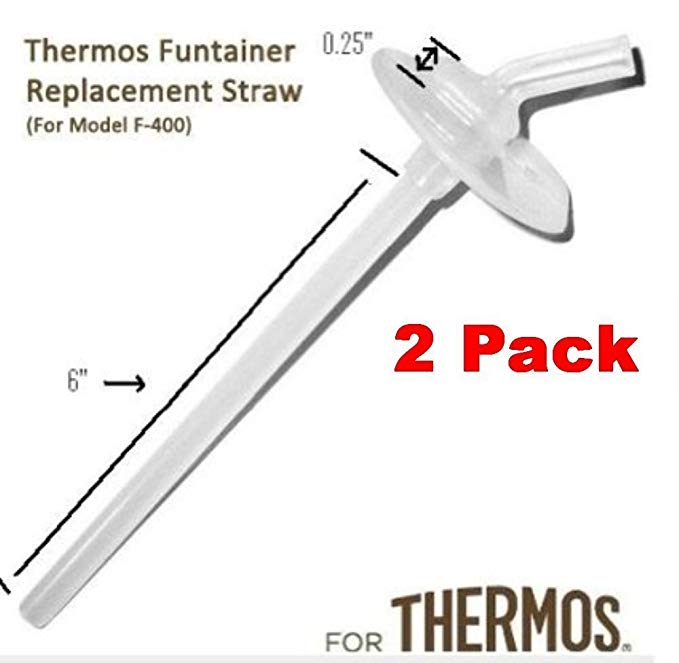 Thermos Funtainer Replacement Straw 12 Ounce For Bottle Model Number F400 (Thermos Funtainer Without The Handle On The Lid) - 2 packs