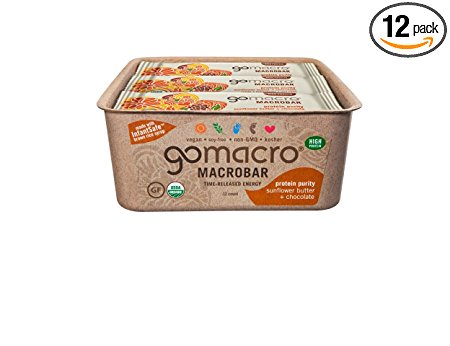 GoMacro Organic Macrobars, Sunflower Butter Chocolate, 2.3 Ounce (Pack of 12)