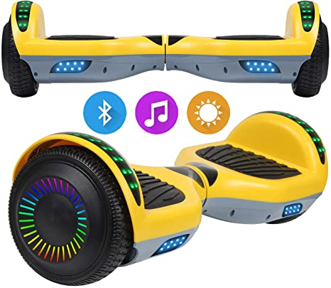 SISGAD Hoverboard for Kids, 6.5" Self Balancing Electric Scooter with Bluetooth and LED Lights, Off Road Adult Hoverboard