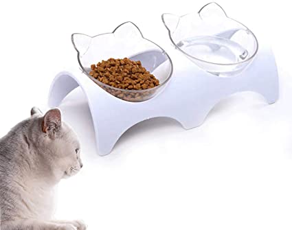 YEIRVE Cat Dog Bowls with Raised Stand - Anti-Vomiting, 15° Tilted Pet Bowl, Food and Water Bowl Set, Healthy & Hygienic Feeder Bowls Pet Bowl.