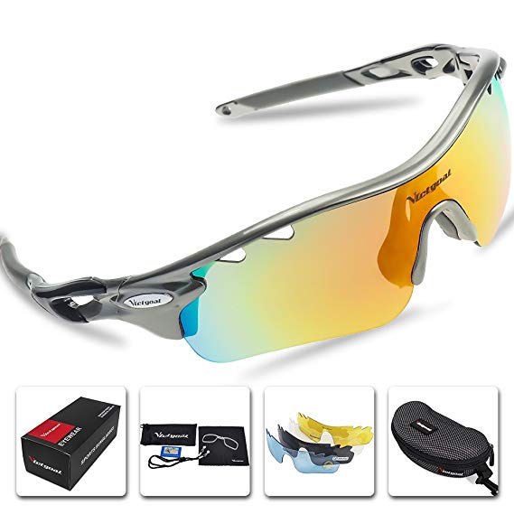 VICTGOAL Sports Sunglasses Polarized for Men and Women 5 Interchangeable Lenses Tr90 Frame UV400 Protection Fishing Driving Running Golf Cycling Glasses