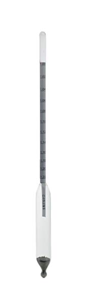 Thermco GW2540 Plain Form Specific Gravity Hydrometer, 1.000 to 1.220 SG Range, 0.002 SG Division, 300mm Length