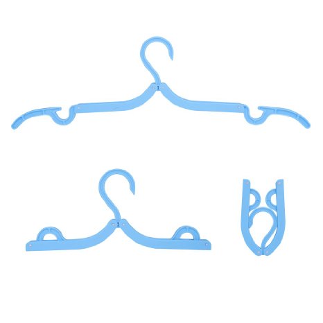 9 Pack Travel Clothes Hangers, Space Saving Folding Plastic Coat/Skirt/Suit/Bra Huggable Hanger, Holds Up to 10 lbs, Best for Baby/Kids and Adults(Blue)