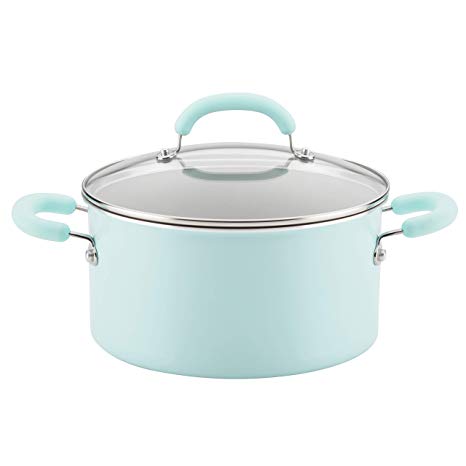 Rachael Ray 12165 6-Qt Aluminum Stockpot, 6 Quart, Light Blue Shimmer