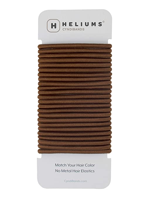 Cyndibands Medium Brown Brunette No-Metal 4mm, 1.75 Inch Elastic Hair Ties Color Match Ponytail Holders - 24 Count