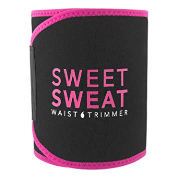 Sports Research Sweet Sweat Premium Waist Trimmer (Pink Logo) for Men & Women ~ Includes Free Sample of Sweet Sweat Gel!