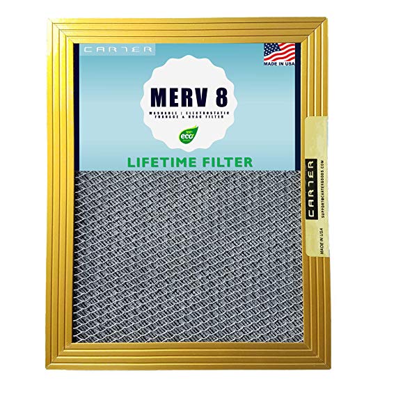 20x25x1 CARTER | MERV 8 | Lifetime HVAC & Furnace Air Filter | Washable Electrostatic | High Dust Holding Capacity | Never buy another filter
