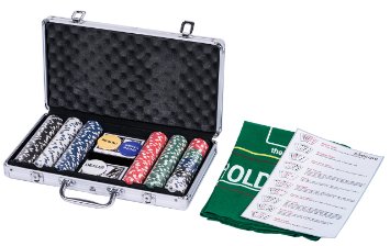 eSecure Professional 11.5g 300pcs Poker Set inc. Dealer Button, 2 Card Decks & Aluminium Carry Case   FREE Reversible Poker/Blackjack Mat