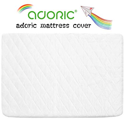 Adoric Waterproof Crib Mattress Pad Cover, Premium Crib Mattress Protector with Breathable Bamboo Fiber, Ultra Comfortable Toddler Bed Fitted Mattress Cover - 28x52x9