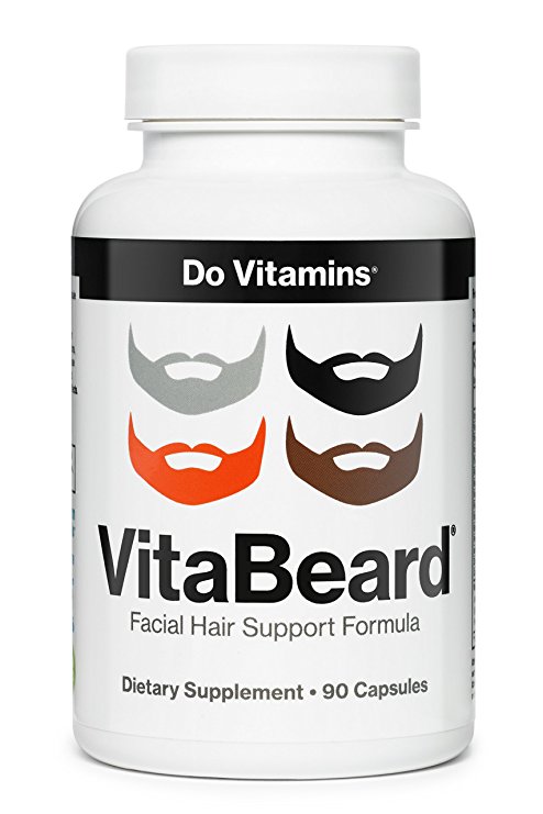 Facial Hair Growth Multivitamin - The Original Beard Growth Supplement For Men, Grow A Thicker Fuller Beard - Vegan, Non-GMO, 3rd Party Tested (90 Capsules)