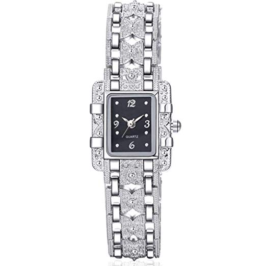Dongtu Women Casual Square Shape Rhinestone Buckle Closure Analog Quartz Wristwatch Wrist Watches