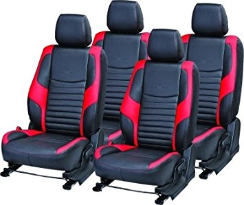 Khushal Leatherite Car Seat Cover for Renault Kwid KS010RKWID Black/Red