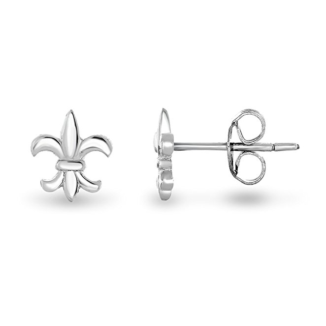 Spoil Cupid Sterling Silver the Mini Fleur De Lis Lily Flower Stud Earrings
