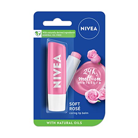 NIVEA Lip Balm, Soft Rose, 4.8g