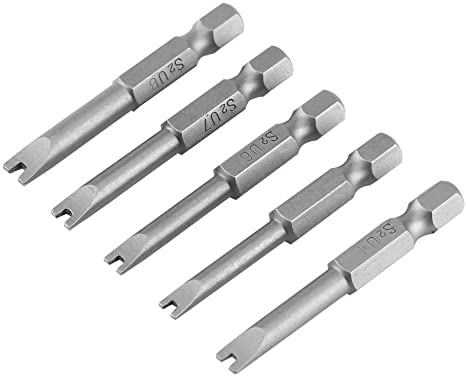 5pcs 50mm Long U-Shaped Screwdriver Bits S2 Alloy Steel 1/4" Hex Shank U-Shaped Magnetic Screwdriver Bits Set