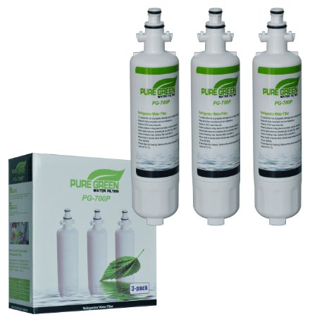 LG LT700P Refrigerator Water Filter for LG, Kenmore, Water Sentinel, 3 pack by PureGreen WaterFilter