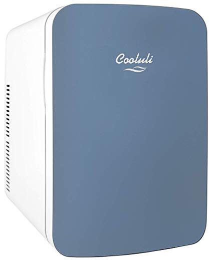 Cooluli Infinity Blue 15 Liter Compact Portable Cooler Warmer Mini Fridge for Bedroom, Office, Dorm, Car - Great for Skincare & Cosmetics (110-240V/12V)