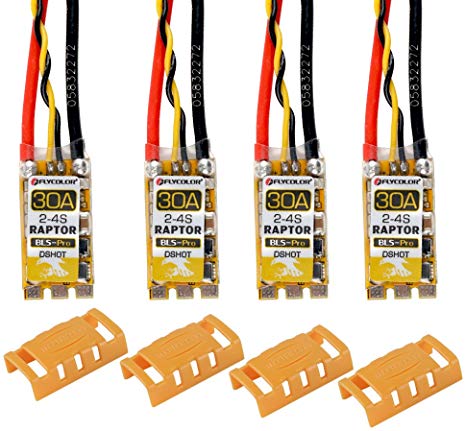 Crazepony 4pcs Flycolor BLHeli_S 30A ESC with ESC Protective Cases,30A BLHeli S 2-4S Lipo Support Dshot 600 Electronic Speed Controller (Automatically Input Signal Detected) by