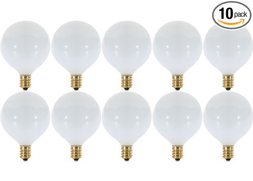 (Pack of 10) 15 Watt White G16.5 Decorative (E12) Candelabra Base Globe Shape 120V 15G16 1/2 Light Bulbs