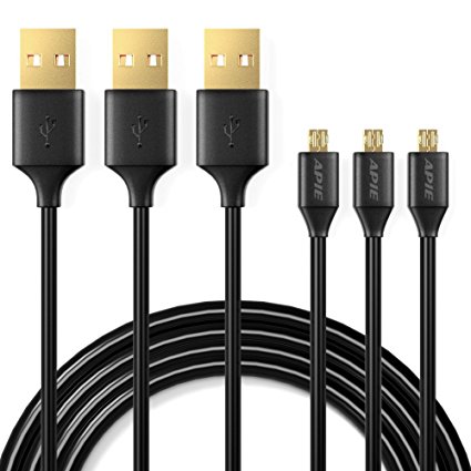 APIE [3-Pack] Reversible Micro USB Cable High Speed USB 2.0 Power Cable Double Sided Charger and Data Sync