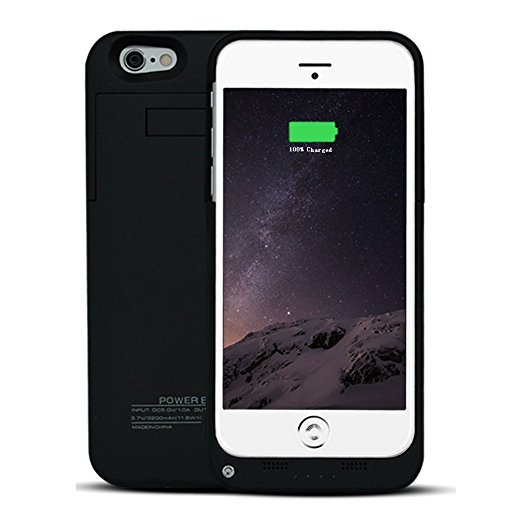 For iPhone 6/6s Charger Case, BSWHW 3200mAh 4.7” iPhone 6/6S Portable Battery Case Mobile Power Bank Extended Battery Pack Rechargeable Power Protection case Backup Juice Bank Cover (3200mAh Black)
