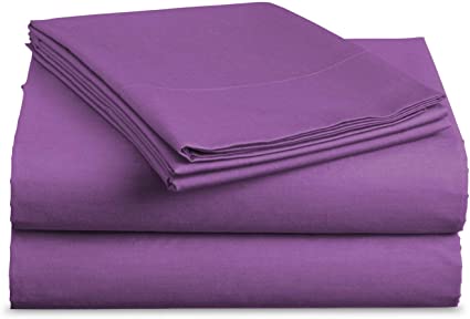 BASIC CHOICE Bed Sheet Set - Brushed Microfiber 2000 Bedding - Wrinkle, Fade, Stain Resistant - Hypoallergenic - 4 Piece (King, Purple)