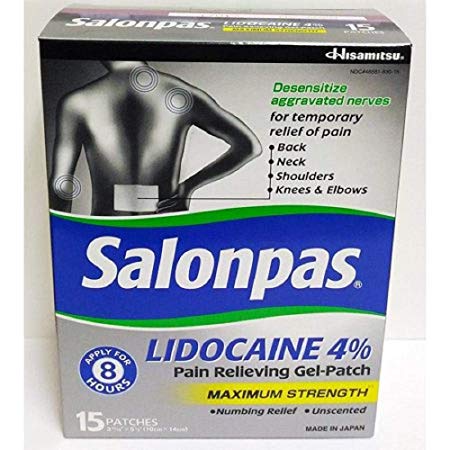 Salonpas LIDOCAINE Pain Relieving Maximum Strength Gel 15Patch (1Pack )