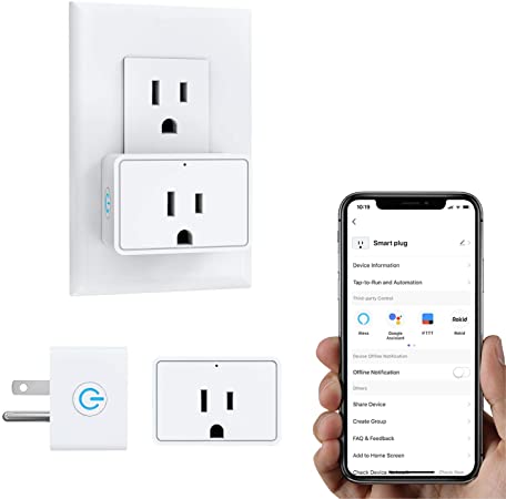 MoKo Smart Plug Mini WiFi Outlet, 4 Pack, Work with Alexa/Google Home/SmartThings, Voice Control, Remote Control, with Timer Function, Current Measurement & Monitoring, 16A, No Hub Required, White