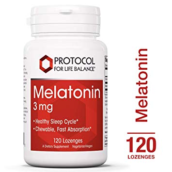 Protocol For Life Balance - Melatonin 3 mg - Chewable with Vitamin B6 for Fast Absorption that Encourages Healthy Sleep and Gastrointestinal Function - 120 Lozenges