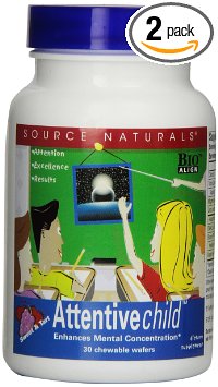 Source Naturals Attentive Child 30 Chewable Wafers Pack of 2