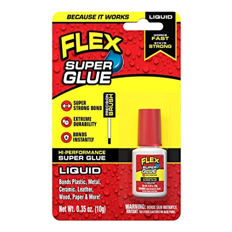 Flex Super Glue Liquid, Clear, 10 Gram Brush-On Bottle, (Pack of 1)