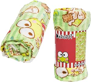 Northwest Hello Kitty Silk Throw Blanket 40"" x 50""- Keroppi, Single, Green, 91907