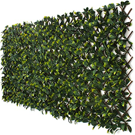 3rd Street Inn Laurel Leaf Trellis 4-Pack - Bamboo Greenery Panel - Boxwood and Ivy Privacy Fence Substitute - DIY Flexible Fencing (Laurel)