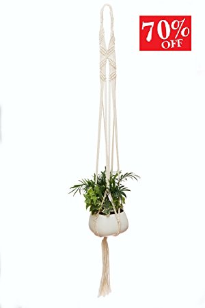 Macrame Plant Hanger by AMOUR Gardens ❤ Hanging planters ❤ Indoor Outdoor Patio Deck Ceiling Aquarium Plant Holder ❤ Planter Wall Room Decor❤ Cotton Rope 4 legs 42 inch (1 Pack, Design 1)