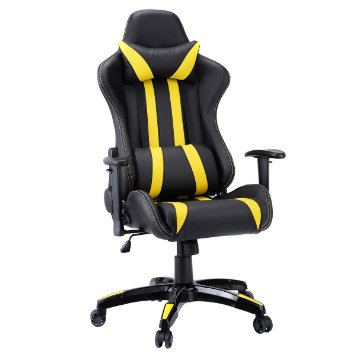Giantex Executive Racing Style High Back Reclining Chair Gaming Chair Office Computer (Black Yellow)