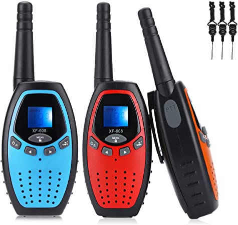 Hugine Walkie Talkies for Kids, 3 Packs 22 Channels 2 Way Radio Long Range Interphone Toys for Boy & Girls Age 3 6 7 8 9 12 Up for Outdoor Adventures, Camping, Hiking