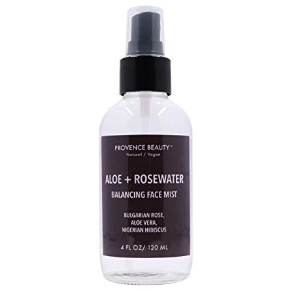 Provence Beauty | Aloe   Rosewater - Balancing, Refreshing & Soothing Facial Mist - Infused with Bulgarian Rose, Aloe Vera, Nigerian Hibiscus - 4FL OZ