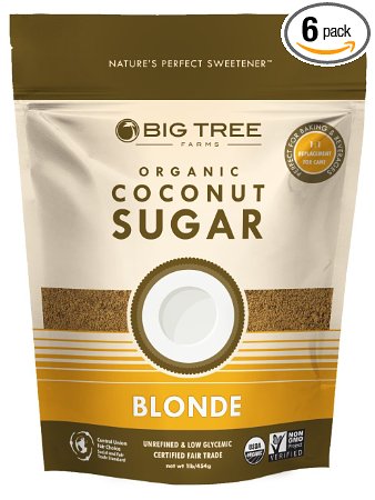 Big Tree Farms Organic Coconut Sugar, Blonde, 16-Ounce Pouches (Pack of 6)