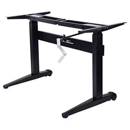 CO-Z UPGRADED Ergonomic Standing Desk Frame Height Adjustable Stand/Sit Convertible Steel Frame Manual Crank (Desk Top NOT INCLUDED)