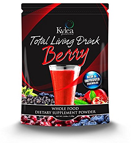 Kylea Health & Energy Total Living Drink Berry Superfood Powder - (2.18 lbs bag, 30 servings, 60 ingredients) - Enzymes, Antioxidants, Herbs, Probiotics, Vitamins and Minerals